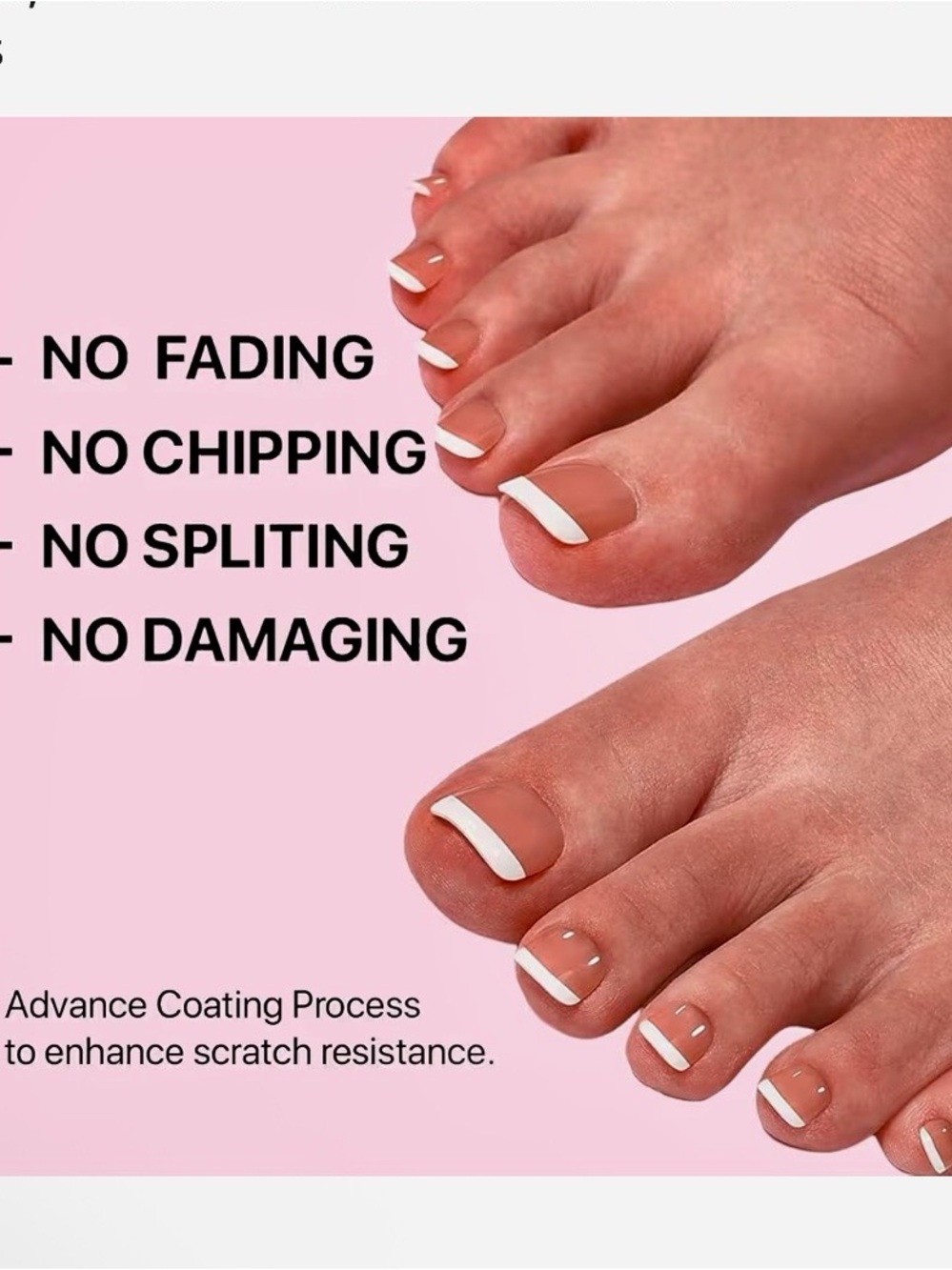 Pink Brown French Tip Press on Toenails Short, White French Tips Round Square